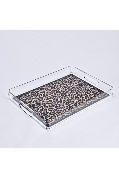 Qua Home Leora Pleksi Leopar Siyah Tepsi 36x26 cm