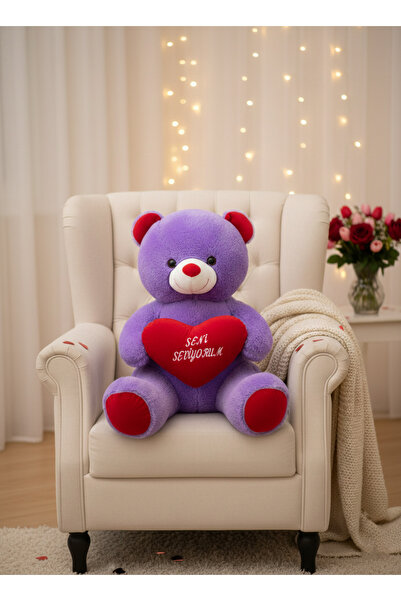 Velura Ellerinde Kalp Tutan Sevimli Peluş Ayıcık 70cm | İyiki Varsın - Seni S...