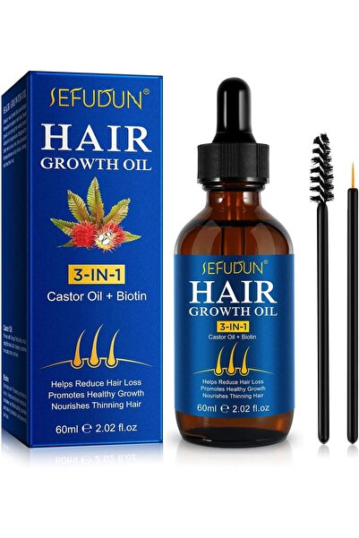 Bonjour Hair Growth Oil 60ML, 3 in 1 Castor Oil with Biotin & 5% Minoxidil