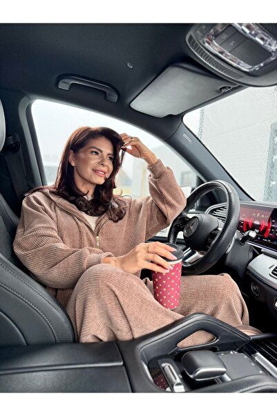 RAMONA BADESCU EXCLUSIVE Costum de damă din catifea cu nervuri și fermoar - c...