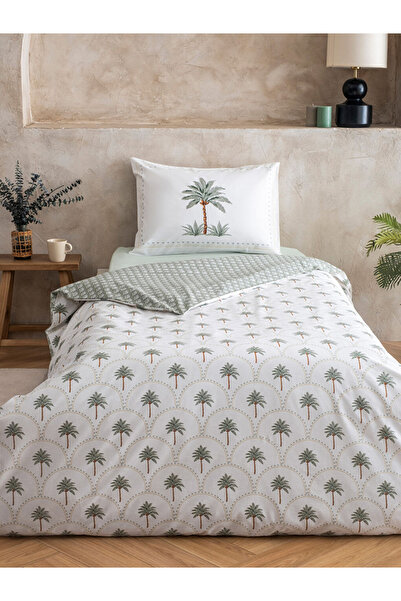 LC Waikiki طقم غطاء لحاف مفرد بنقشة النخيل
