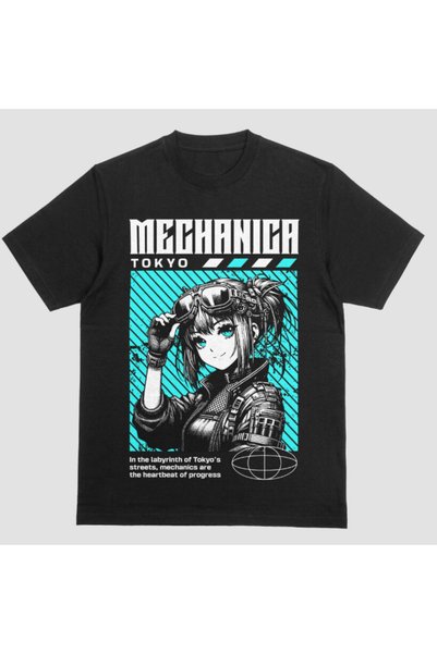 Kartier Tricou Unisex Negru Anime Girl Mechanica