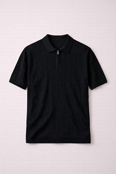 Valiberta Burke Hair Mesh Half Zipper Short Sleeve Thin Knitwear Men's T-Shir...