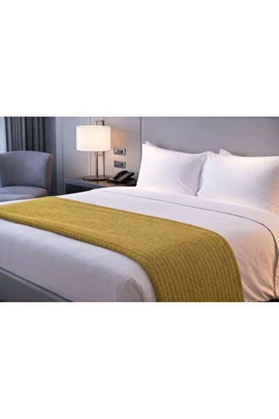 H Hotel Supplier Mustard Yellow-Spike Plaid Blanket – 240 × 240 cm, 100% cott...