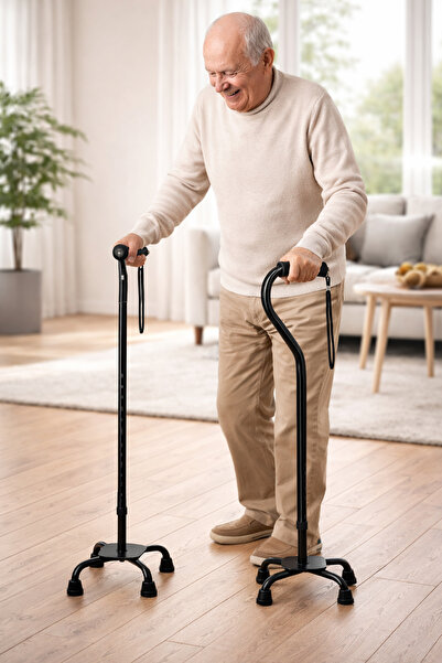 CİYU TİCARET Ayarlanabilir 4 Ayaklı Baston Pratik Ve Kullanışlı Baston