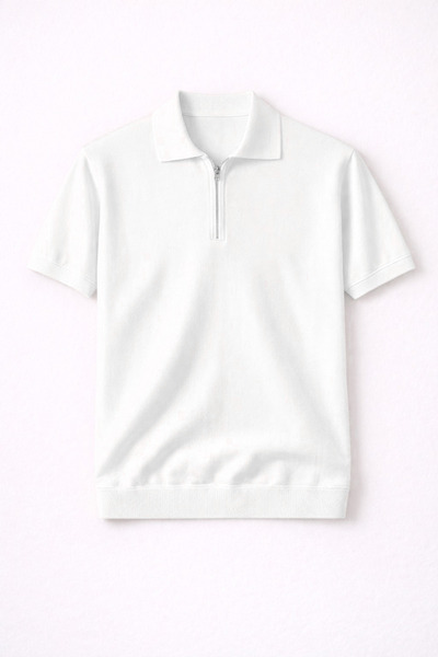 Valiberta Linus Zippered Polo Collar Short Sleeve Slim Knitwear Men's T-Shirt...