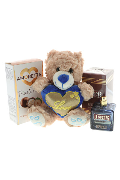 GiftExpress Set Cadou pentru Bărbați cu Parfum, Ursuleț și Praline – Cadou Ro...