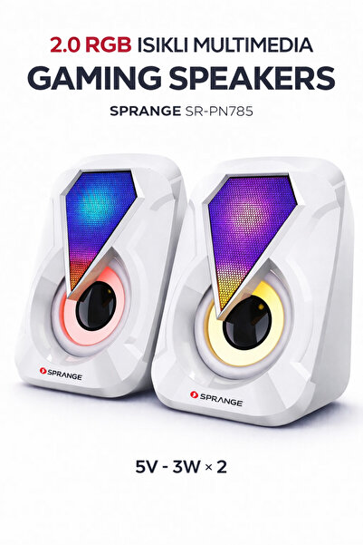 jetucuzal Sprange SR-PN785 2.0 RGB Işıklı Multimedia 5V 3W*2 Gaming Oyuncu Sp...