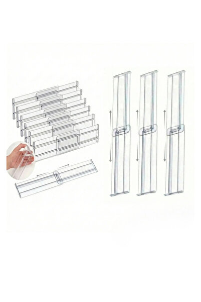 Kelira 8 Pieces Acrylic Transparent Telescopic Adjustable Drawer Organizer