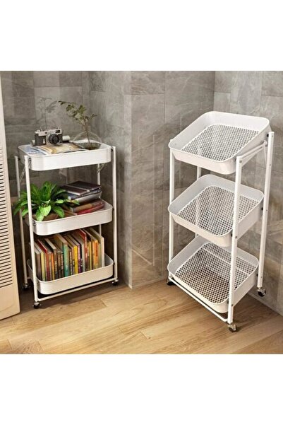 SH ترولي ابيض قابل للطي 3دور