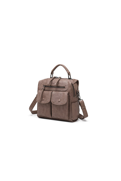 Solo Bag Κομψή τσάντα πλάτης και ώμου με δερμάτινο κάλυμμα πλύσης και λεπτομέ...