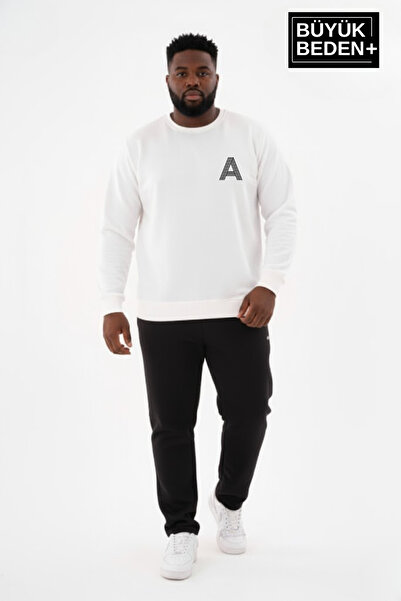 Superlife Men's Large Size a Printed Crew Neck Slim Sweatshirt Spr26Bsw956-12