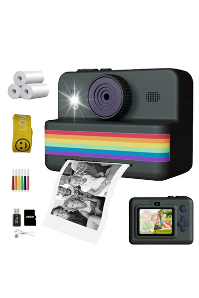 Choice1 كاميرا لعبة سوداء بشاشة 2.8 بوصة للطباعة الفورية، مزودة ببطاقة ذاكرة ...