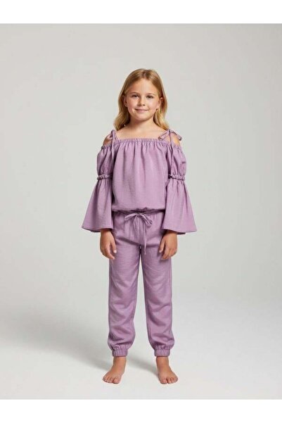 Zekids Дамски панталонен костюм с испански ръкави и открити рамене