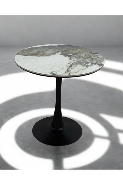 smart home Round Cafe Table 80 cm Diameter – Ceramic Top & Sturdy Metal Base ...