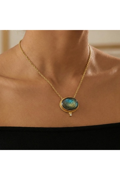 makeitbylove Sultan El Yapımı Labradorit Kolye, Sezgi ve Koruma Sembolü, 925 ...