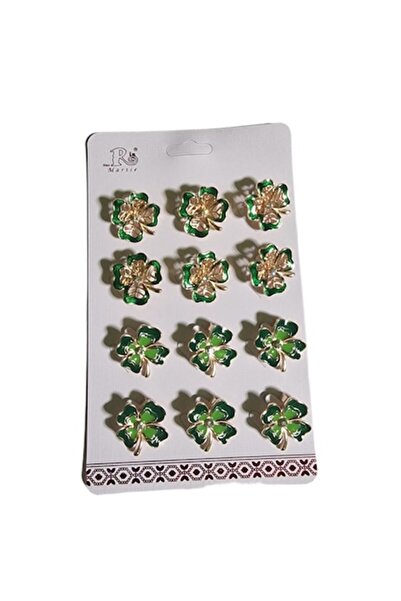 OEM Set of 12 Brooches for Martisor, Lucky Clover Model