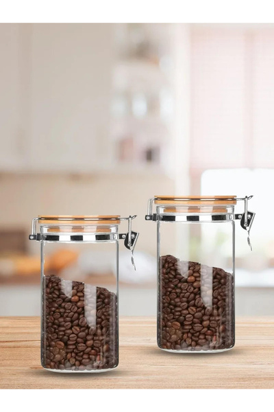 1Chase برطمان تخزين زجاجي من البوروسيليكات مكون من قطعتين مع مشبك وغطاء من ال...