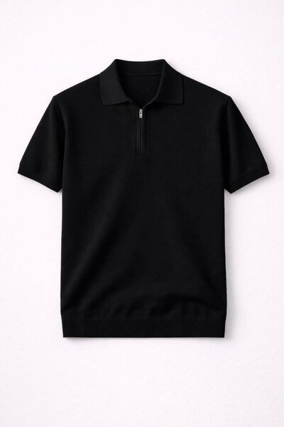 Valiberta Linus Zippered Polo Collar Short Sleeve Slim Knitwear Men's T-Shirt...