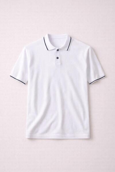 Valiberta Мъжка тениска с къс ръкав, фина плетена, с контрастен яка и копчета...