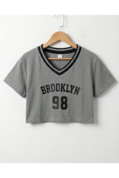 Bonbelle تي شيرت قصير مطبوع للفتيات من بروكلين