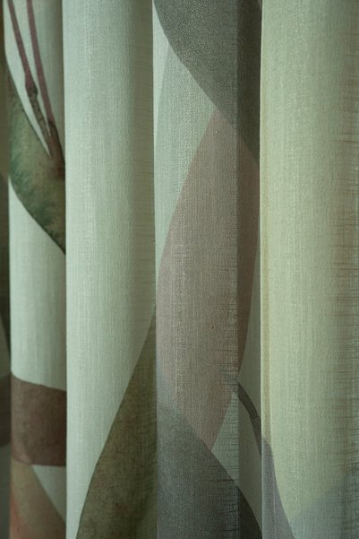 QUBA DECO Floral Patterned Green Stylish Natural Linen Textured Tulle Curtain Living Room Bedroom Children's Room