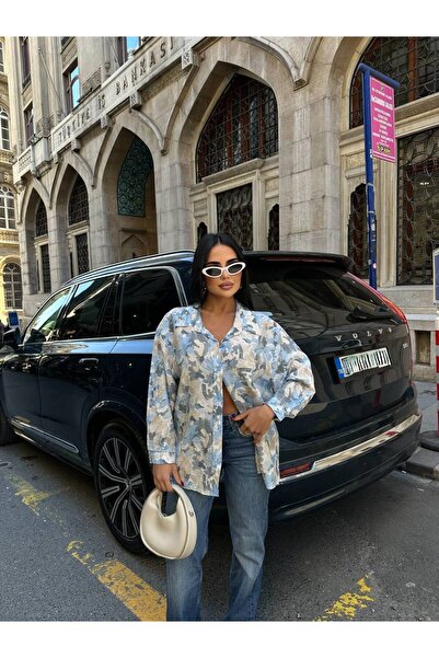 LB Laluna Butik Kadın Çiçekli Dökümlü Gömlek