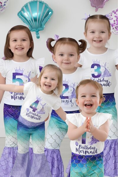 My Kids Wear Girl's Mermaid Themed Birthday Tights Set 1-5 Years 12502