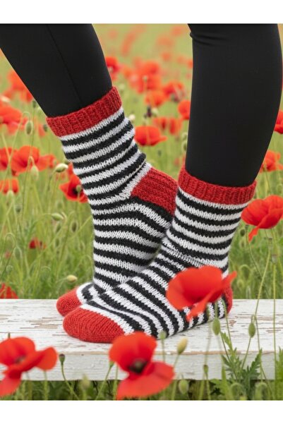 Günebakan Hand Knitted Wool Socks Compatible with Sizes 37-38-39