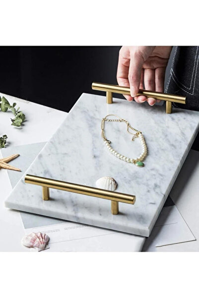 1Chase Marble Trinket Vanity Tray with Gold Handle 30x20 cm