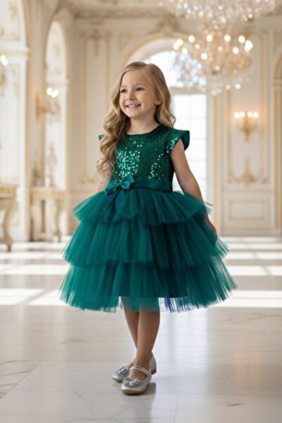 ABİYEKİDS فستان سهرة للأطفال مزين بالترتر Aby249