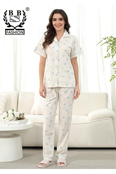 bbs fashion Women's short-sleeved pajamas with buttons