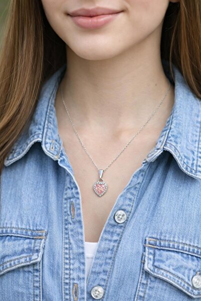 New Obsessions Stainless Steel Silver Color Pink Stone My Sweetheart Heart Pe...