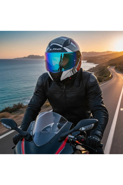 LS2 RAPID 2 EXTRA BEYAZ-KIRMIZI KASK (GÖKKUŞAĞI VİZÖR + ŞEFFAF VİZÖR)