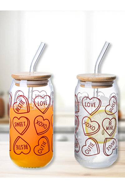 1Chase Set of 2 - Valentine-Themed Borosilicate Sipper Glass 350ml