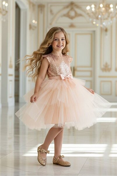 ABİYEKİDS فستان سهرة للأطفال مزين بالترتر Aby249