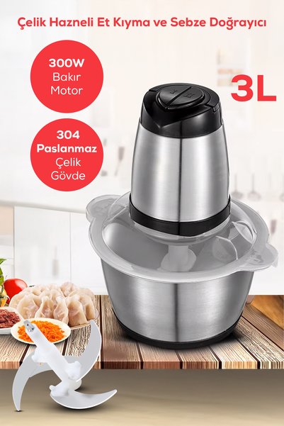 ozbience 3 Litre Paslanmaz Çelik Çok Amaçlı Mutfak Doğrayıcı