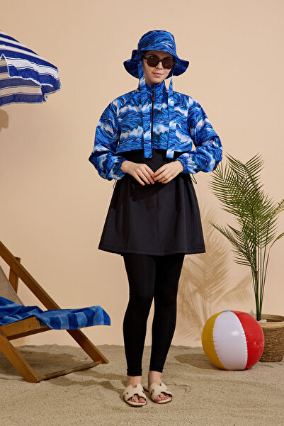 GAVLİA Women's Hijab Swimsuit 5-Piece Set - Half-Covering Zippered..