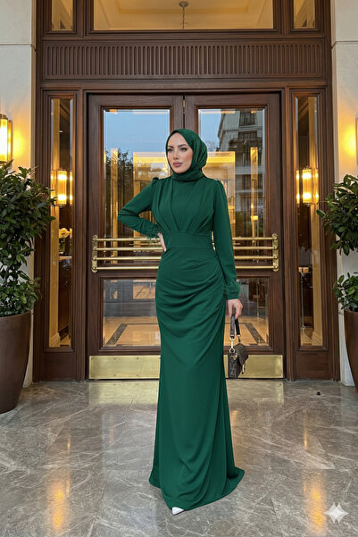 Tarzım Tuba Kadın Püskül Detaylı Scuba Abiye Elbise