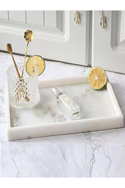 1Chase Rectangular Natural White Marble Stone Decorative Trinket Vanity Servi...