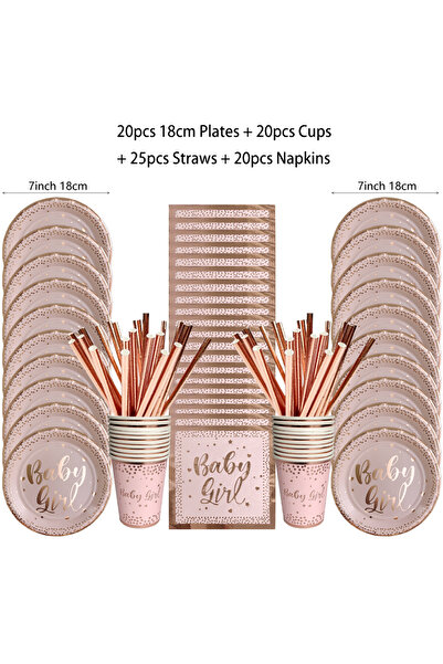 Choice as picture show SET -85pcs Birthday Disposable Tableware Set Pink Rose...