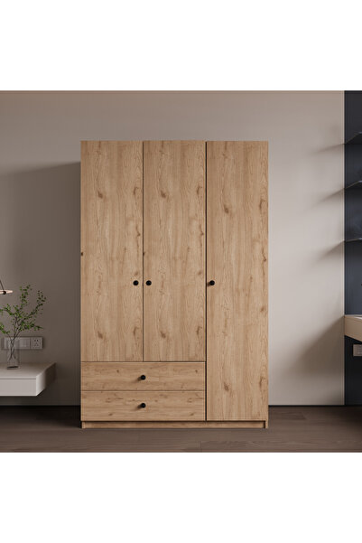 ALONEX HOME YALIN 3 Kapaklı Çekmeceli Full Sepet Gardırop , Elbise Dolabı, Ra...