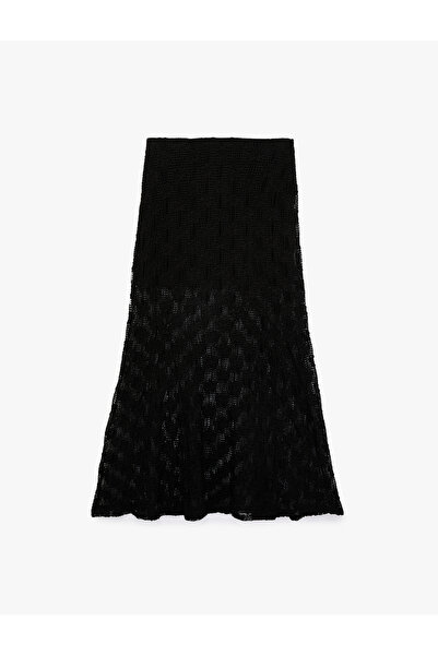 Koton Half Lined Slim Fit Midi Lace Skirt
