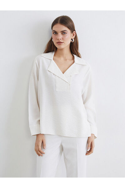 LC Waikiki Sparkling Choices Shirt Roba Collar Blouse from Shining Store