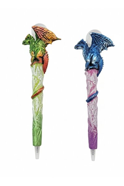dogadastore Dragon Ejderha Işıklı Polyester Tükenmez Kalem SETLİ