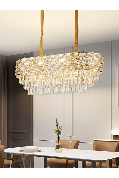 Apliqa Konrad 80'lik Sıralı Gold Kristalli Avize