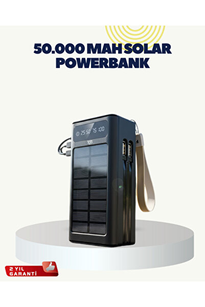 FTA TİCARET LED Aydınlatmalı Güneş Panelli Powerbank Seyahat ve Kamp İçin