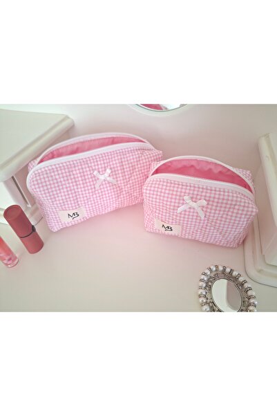 MB Pink Karirani dezen Sa deznom šminke Torba komada - set od 2