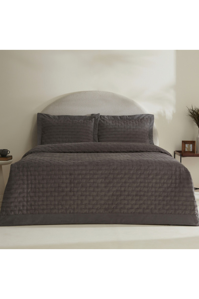 Karaca Home Gilda Çift Kişilik Yatak Örtüsü Seti Gri
