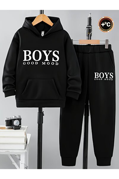 MYADA Set Premium 3 İplik Boys Good Mood Baseball cu imprimeu pentru partea i...